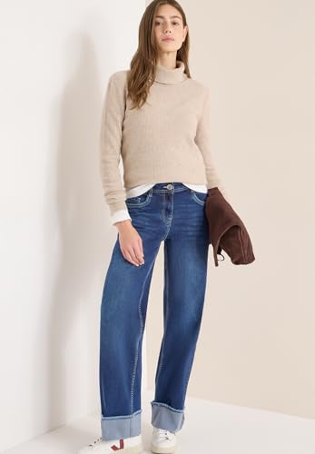 Cecil 3817693 - Women's Wide Leg Washed Cut Jeans