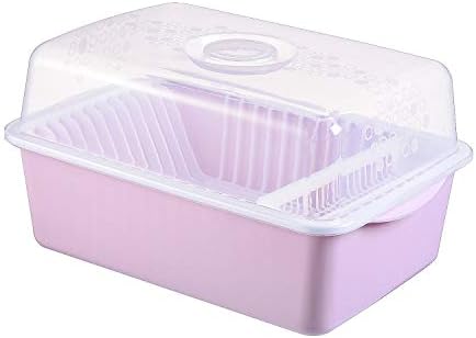 KYFANG Drying Dish Storage Rack, Practical Easy Cleaning Plastic Tableware Storage Box Purple