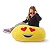 GoMoji Emoji Ergonomic, Heart Eyes Soft Fur, Durable, Very Comfortable Bean Bag Chair Love Yellow