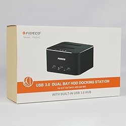 FIDECO Hard Drive Docking Station, USB 3.0 Aluminum