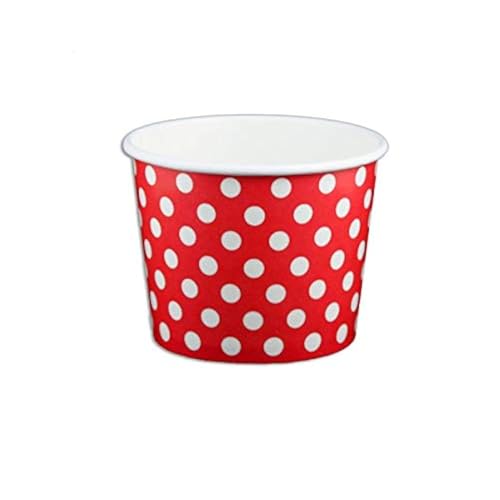 Worlds Paper Ice Cream Cups Polka Dot Paper Yogurt Cups 16OZ Red 50 pack