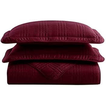Chezmoi Collection Kingston 3-Piece Oversized Bedspread Coverlet Set (King, Burgundy)