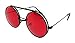 WebDeals - Round Flip Up Steampunk Flip-Up Metal Django Sunglasses (Black, Red)