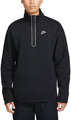 SR Original Half Zip［BLACK］simianring Nike Men's Solid Black Sportswear Half-Zip Sweatshirt Activewear
