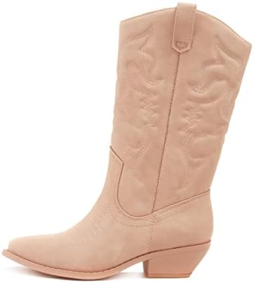 Soda Women's Red Reno Western Cowboy Pointed Toe Knee High Pull On