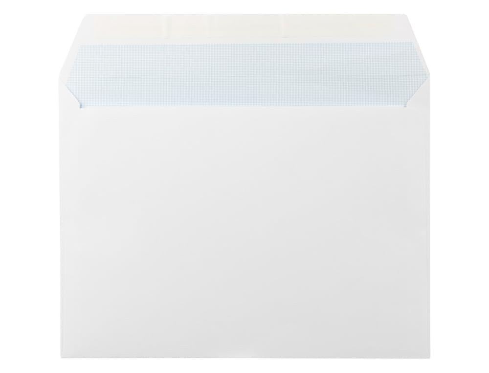 Liderpapel Box of 250 C4 White Envelopes with Silicone Strips - 229 x 324 mm