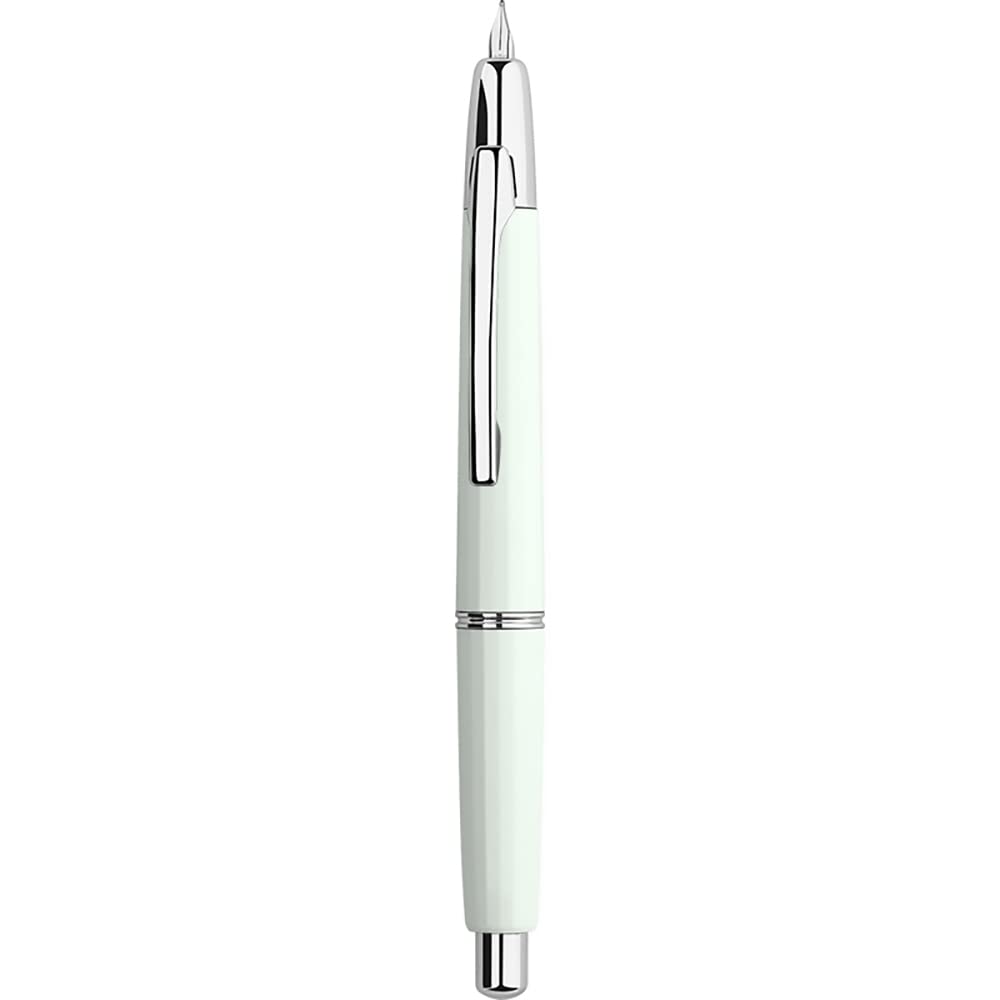 erofa Majohn A2 Press Fountain Pen Extra Fine Nib with Box, Retractable White Resin Ink Pen with Converter Writing Pen Set (Silver Clip Version)