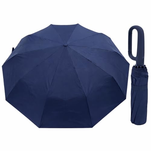 Guarda-Chuva Premium Botão Automático Abre e Fecha Varetas Reforçadas Proteção Solar UV Blackout Resistente ao Vento Compacto Dobrável Sombrinha Portátil Mochila Bolsa Mala Fivela de Anel