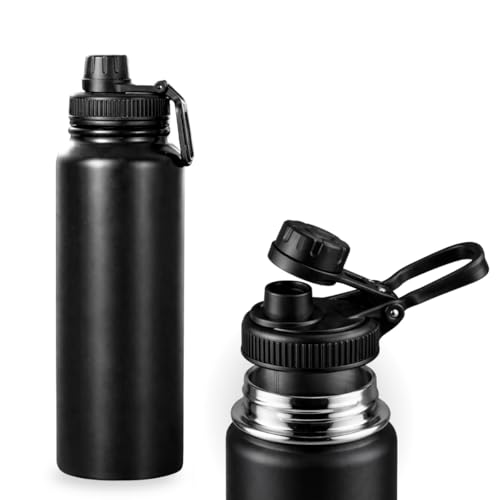 Garrafa Térmica Inox 800ml com Alça Parede Dupla Antivazamento Fitness Gyms - Preta
