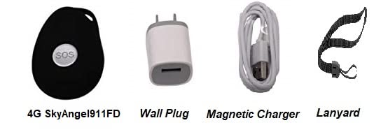 SkyAngel911FD - 4G -Mobile Cellular - NO Monthly FEE - 911-2-Way Voice - Waterproof Alert Phone - Automatic Fall Detection (Black)