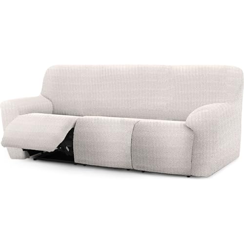 ECOMMERC3 | Sofa Cover Relax Feet Together 3 x 3 Super Elastic Bi-Elastic – Ecru Breathable Sofa Cover, Easy to Put on and Remove, with Supportive Foams and Rubber Footrests