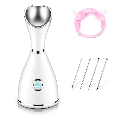Facial Steamer,Shierak Nano Ionic Facial Atomizer Hydration System Hot Mist Face Humidifier,Clearing Blackhead/Acne/Pore Home Sauna SPA Sprayer Steamer,Bonus Blackhead Remover Kit for Facial Beauty
