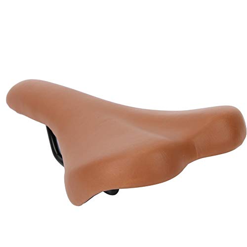 Mountain Bike Saddle, Breathable Soft PU Leather Bicycle Seat for Road and Fixed Gear Bikes, Waterproof UV Resistant Ergonomic Design (Brown)