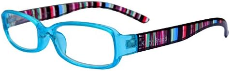 Reading Glasses for Women Stylish Colorful Readers with Matching Case and Cleaning Cloth (Ice Blue, 1.5)