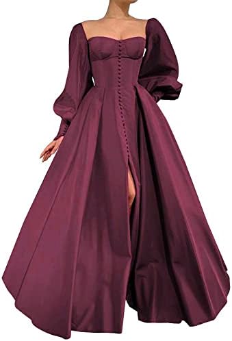 Xjizu Long Puffy Sleeve Prom Dresses Princess Ball Gown for Women