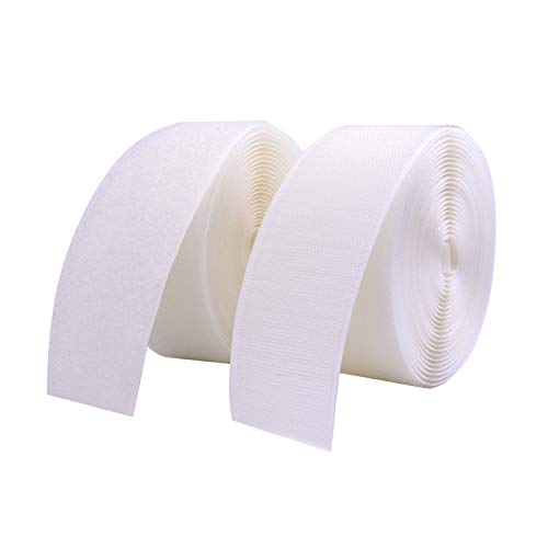 Vkey 50mm(2") Width 5 Meters Sew-On Hook and Loop Fastener Tape Tape Nylon Strips Fabric Non-Adhesive Back White Classroom Diy - Thumbnail 5