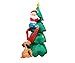 6 Foot Inflatable Santa Claus Climbing on Christmas Tree Chased by Dog