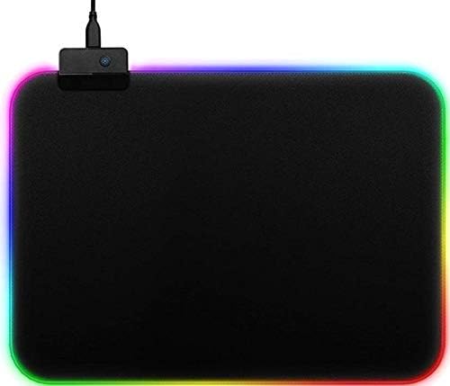 Cables Kart LED Gaming Mouse Pad 7 LED RGB Color Set 14 Lighting Mode Rainbow Effects Non-Slip & Water-Resistance Cloth Surface (Large)