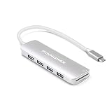 USB C to USB Adapters Hub for MacBook Pro 2019/2018/2017, INNOMAX 6-in-1 USB C Card Readers with 4 USB Ports, Sd+Tf Card Reader Slots-Silver