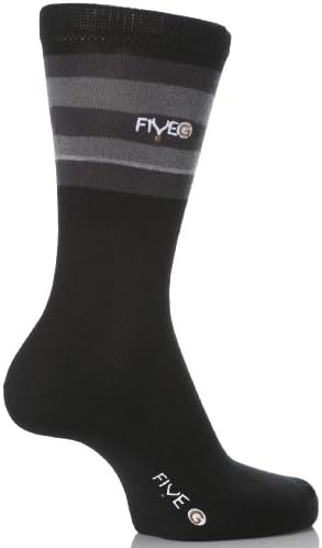 FiveG Men's 2 Pair Horizontal Stripes Trouser Socks 6.5-11.5 Black