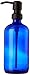 Industrial Rewind 16oz Cobalt Blue Glass Refillable Body Lotion Dispenser with Black Metal Pump Dispenser/Liquid Hand Soap Dispenser