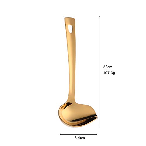 Sauce Ladle, BuyGo Gold Drizzle Spoon with Spout Gravy Soup Ladle, Stainless Steel Kitchen Utensil, Mirror Polish & Dishwasher Safe, FDA Approve, 8.67 inch