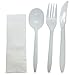 R Noble 160 Plastic Silverware Set with Napkins, Individually Wrapped, Disposable Silverware Set, Cutlery Kit, Medium Weight, 160 Napkins, 160 Plastic Forks, 160 Plastic Spoons, 160 Plastic Knives