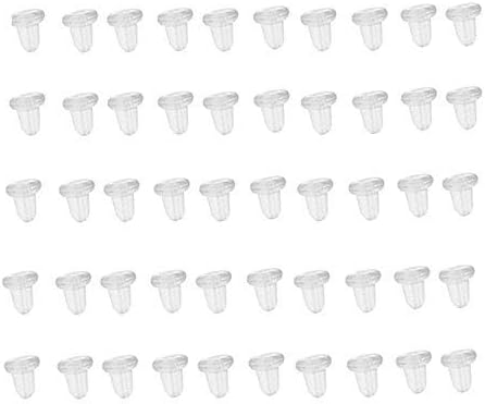 Honbon Earring Backs Clear Rubber Earring Stoppers Bullet Clutch Earring Safety Backs Replacement for Earring Hooks Studs with a Clear Portable Box, 50 Pairs 100 Pieces
