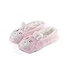 Womens Knit Lovely Animal Slippers Non-Skid Sole Home Slippers for Adults Girls (5-7, Pink Rabbit)