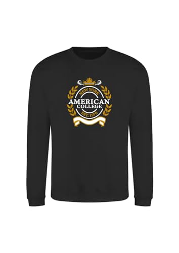 AMERICAN COLLEGE USA Maglione con Cappuccio per Bambini Ragazza Sweatshirt, Nero, 10 Anni Unisex Kids