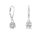 Buyless Fashion Hypoallergenic Surgical Steel Leverback Earring with Dangle Round CZ Stud-EDGRNDWHT