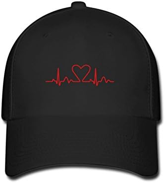 Fbasky Heart Electrocardiogram Unisex Fashion Baseball Cap Adjustable Hat CM Black