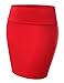 J.TOMSON Women's Elastic Waist Stretch Bodycon Pencil Mini Skirt Red M
