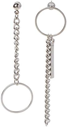 Earrings, Titanium Steel Bts Asymmetric Tassel Chain Safety Pin Dangle Drop Earring Kpop Korean Jewelry
