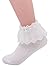 YASIDI Women Lace Ruffle Frilly Ankle Socks (3 Pairs-White)