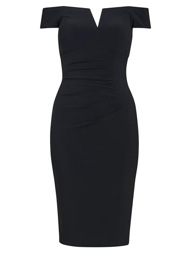 Gina Bacconi Women's Short Off Shoulder Dress Cocktail, Black, 14