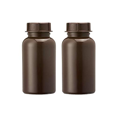 3Wthings Pack of 2 wide neck bottles made of LDPE with screw cap, 250 ml, colour: brown (lightproof)