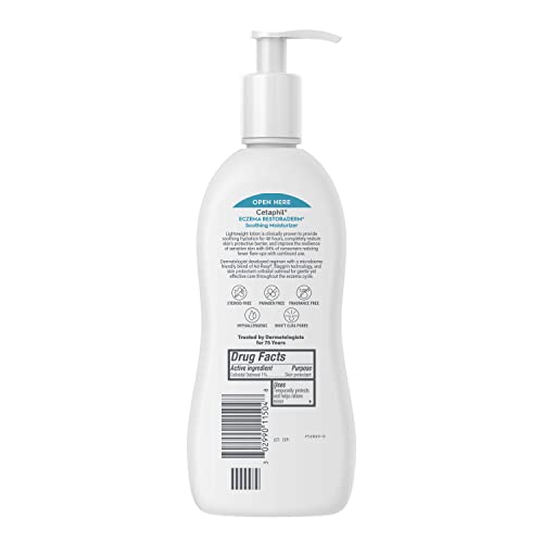 CETAPHIL RESTORADERM SOOTHING MOISTURIZER, FOR ECZEMA PRONE SKIN, 10 FL OZ, FOR DRY, ITCHY, IRRITATED SKIN, 24HR HYDRATION, NO ADDED FRAGRANCE, DOCTOR RECOMMENDED SENSITIVE SKINCARE BRAND