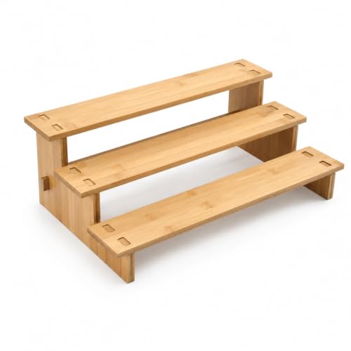 Keqin 3 Tier Bamboo Spice Rack Organizer for Cabinet, Spice Organization and Storage, Seasoning Organizer, Kitchen Cabinet Organizer, 40x21x14cm