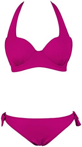 Shenices Halter Padded Top Bikini Set Pin Up Vintage Swimwear Rose US2