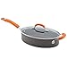Rachael Ray Hard-Anodized Nonstick 3-Quart Covered Oval Sauté, Gray with Orange Handle