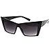 zeroUV High Pointed Cat Eye Sunglasses Sharp Geometric Square Frame Cateyes (Black)