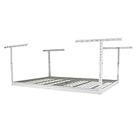 SafeRacks - 4x6 Overhead Garage Storage Rack - Height Adjustable Steel Overhead Storage Rack - 500 Pound Weight Capacity (White, 24"-45")