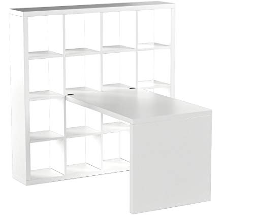 Hudson 16-Cube Shelf with Desk - White