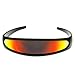 Futuristic Narrow Cyclops Color Mirrored Lens Visor Sunglasses