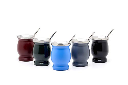 Balibetov [NEW] double wall Stainless Steel Yerba Mate Gourd set (Mate cup) with Yerba Mate Bombilla (Grey) - Thumbnail 7