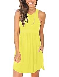 Vestido de verano para dama, informal, con bolsillos, para usar en la camisa