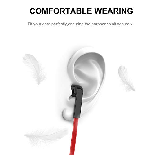 Headphones, Earbuds Earphones with Microphone and Volume Control, Wired Headphones for Smartphone Compatible with 3.5 mm Corded Headsets Red - Thumbnail 3