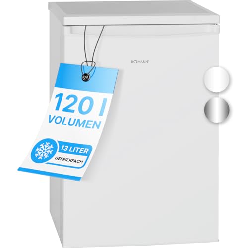 Bomann® Kühlschrank mit Gefrierfach | Kühlschrank klein mit 120L Nutzinhalt | Kühlen 107L & Gefrieren 13L | Fridge mit 3 Türablagen & 2 Glasablagen | wechselbar