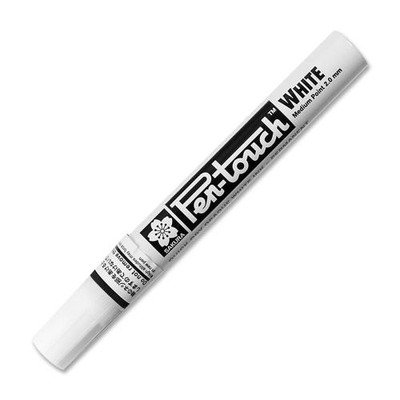 SAKURA COLOR PROD AMERICA Paint Marker,Med. Point,Water/Fade Proof,Nontoxic,White (SAK42500)